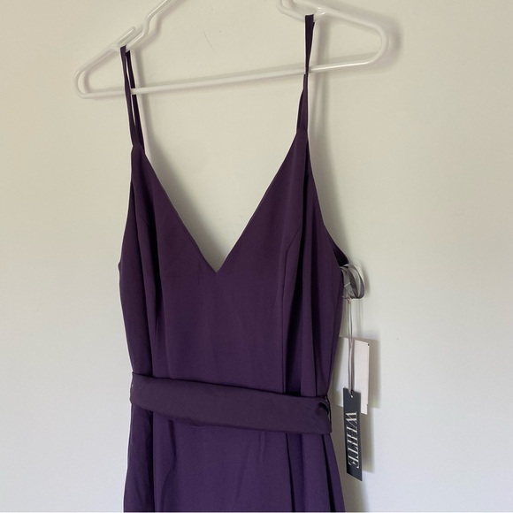 White by Vera Wang Maxi Bridesmaid Dress in Amethyst Belted Waist Sz 10 - Picture 11 of 16